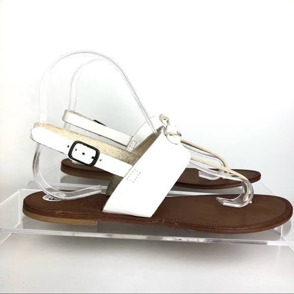 Joie A La Plage Bastia White Leather Knot Buckle Sandals Sz 37 - Picture 1 of 8